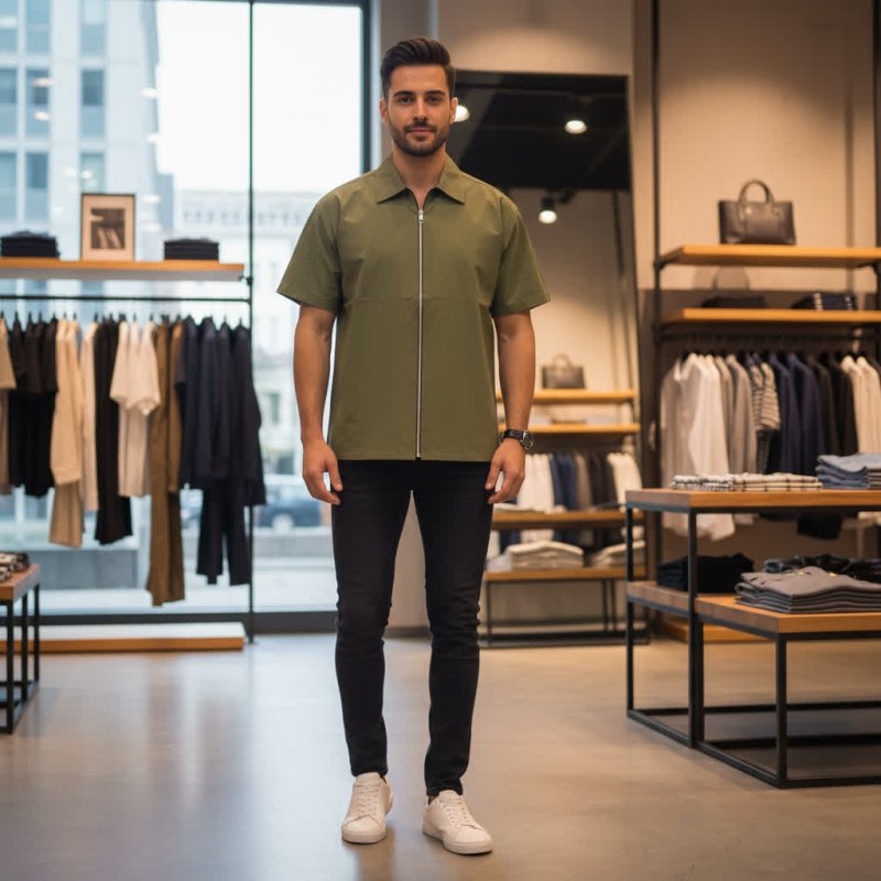 پیراهن مردانه زیپی ساده 71503