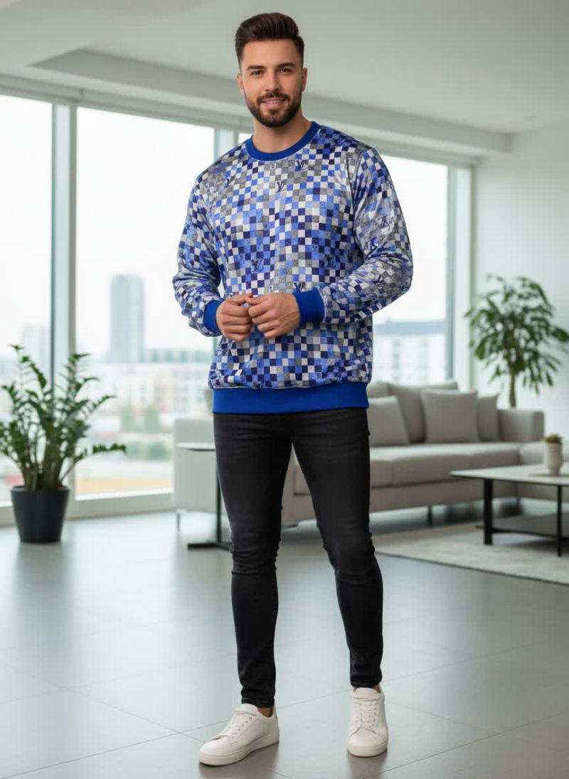 پیراهن مخمل مردانه ال وی چهارخونه 72306