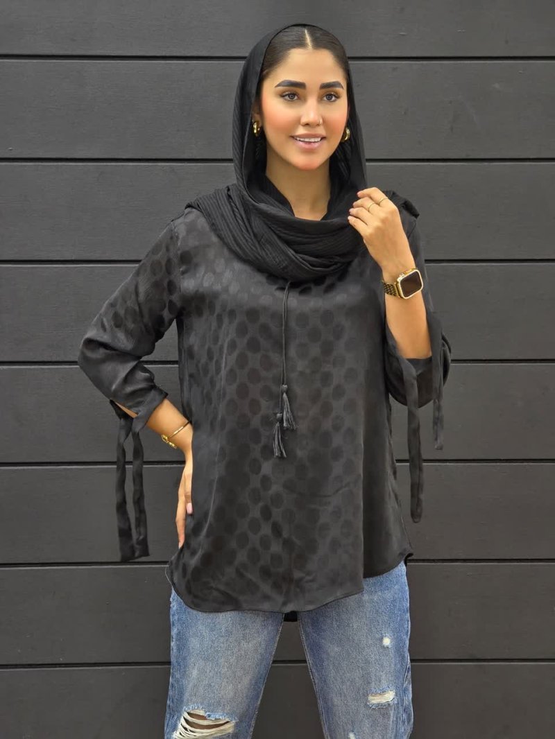 شومیز حریر منگوله دار 72603