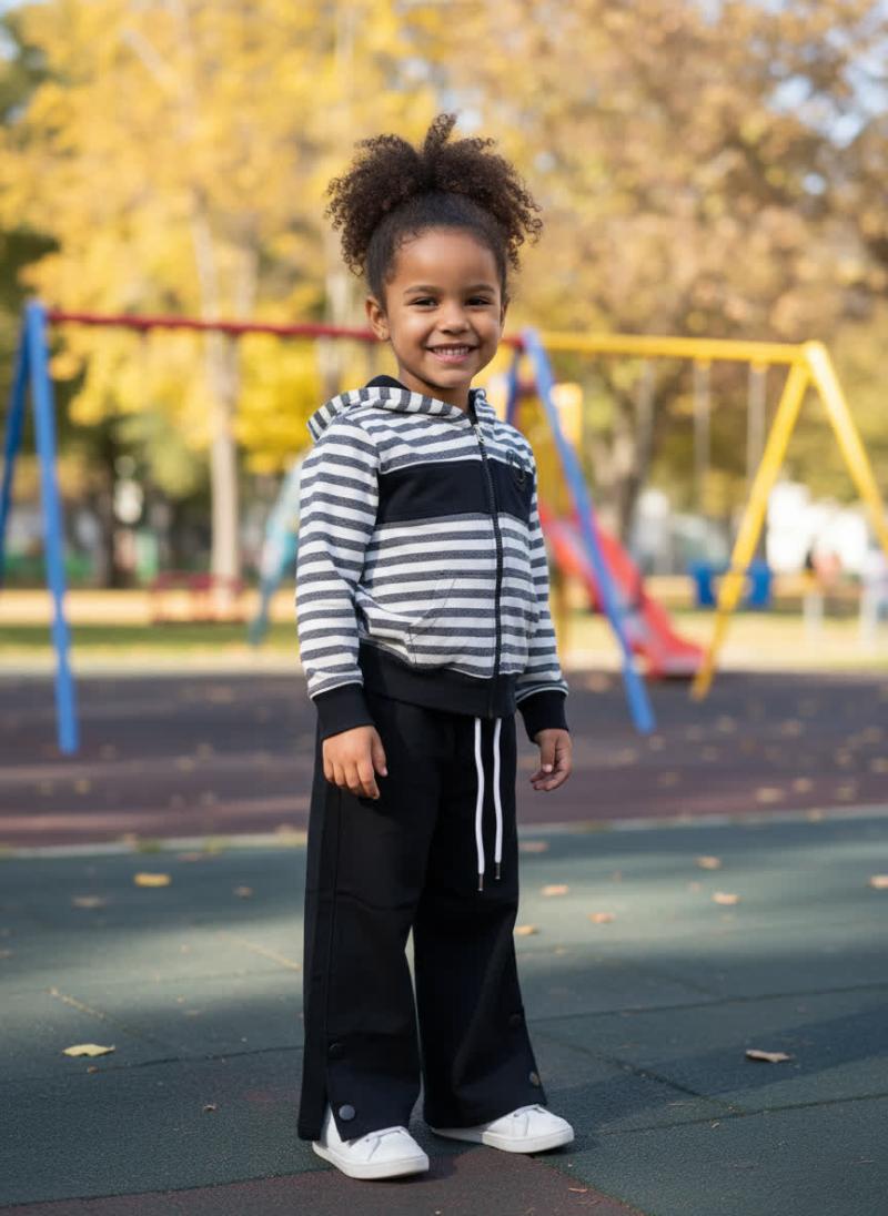 ست دورس و شلوار راه راه بغل دکمه 81108