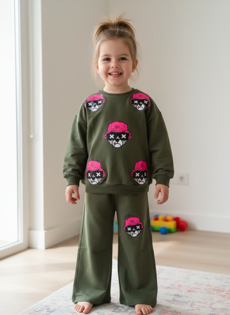 ست دورس و شلوار کلاه صورتی 81107