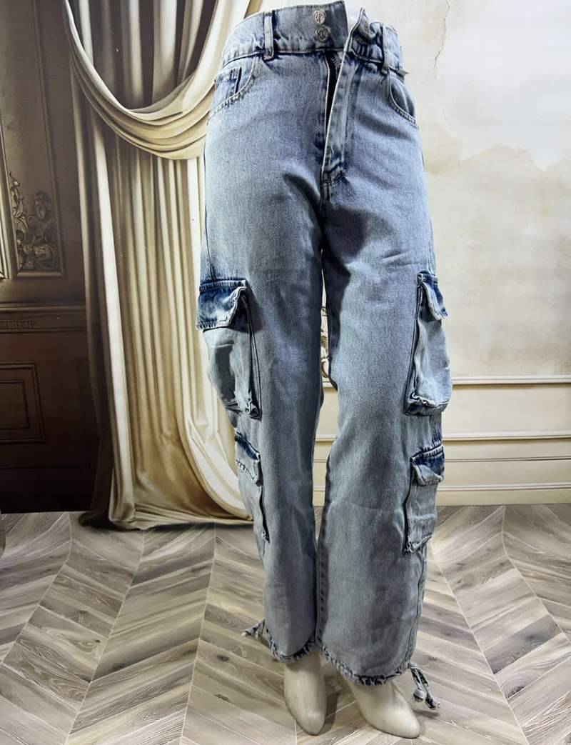 شلوار کارگو جین روشن 91204