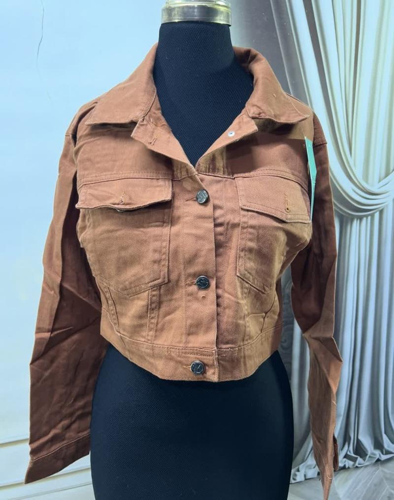 کراپ کت رنگی جیب دکمه دار 91442