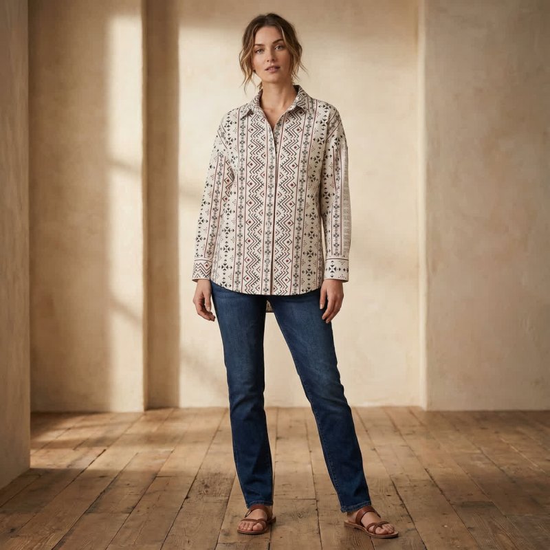 شومیز لنین آستین پاکتی طرح سنتی 100114