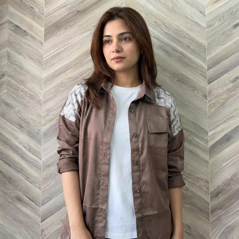 مانتو کتان خرجکار دار 102007