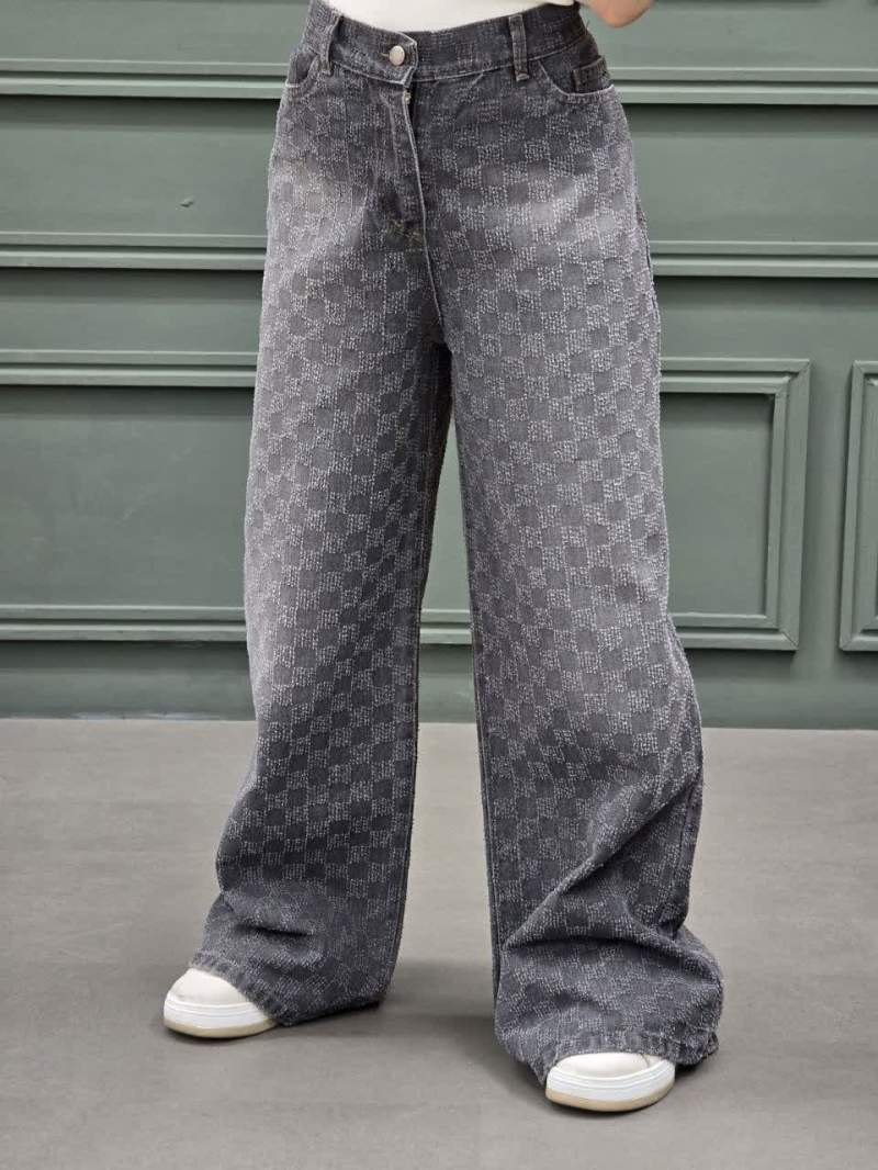 شلوار جین طرحدار ذغالی 111909