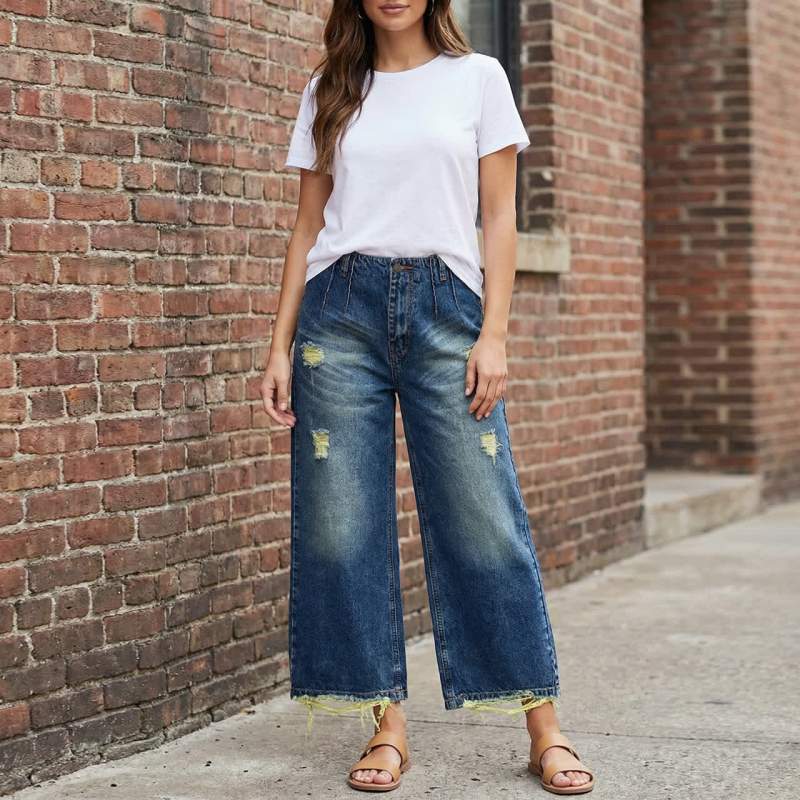 شلوار واید آبی تینت سبز 112007