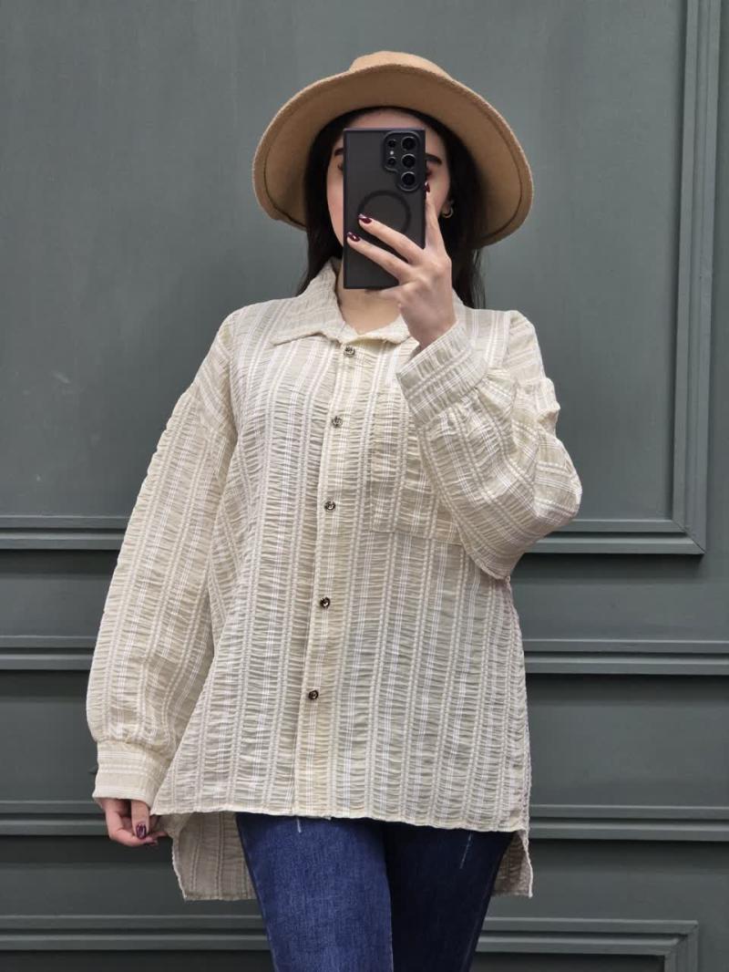 شومیز پشت بلند آستین مچدار 112017