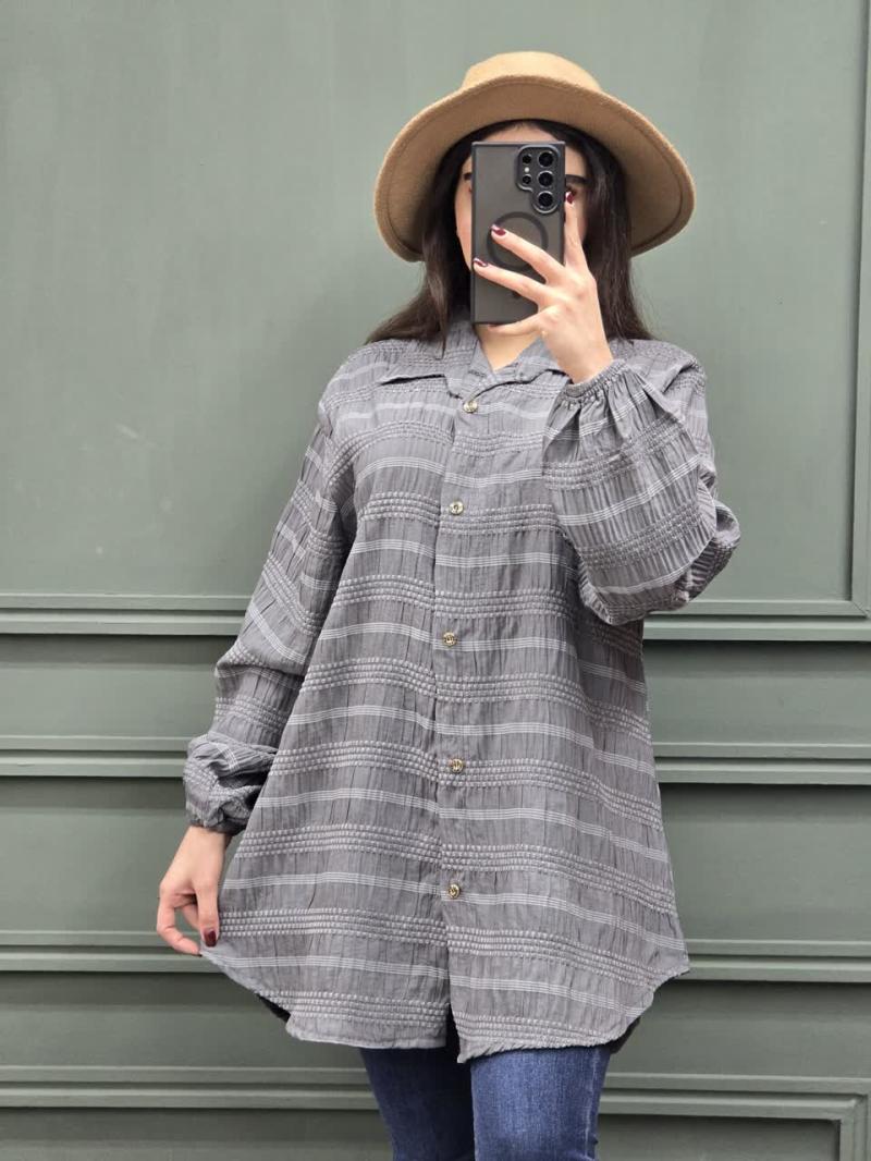 شومیز آستین کشدار تک رنگ 112020