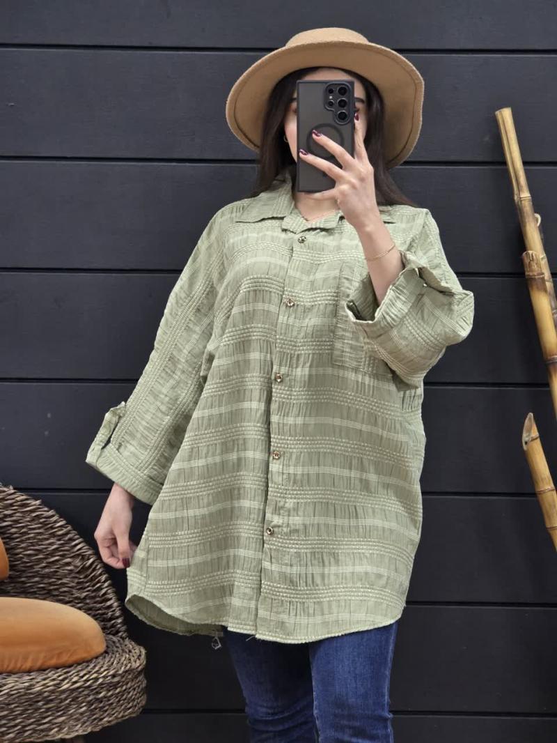 شومیز بلند کوک دوزی تک رنگ 112018